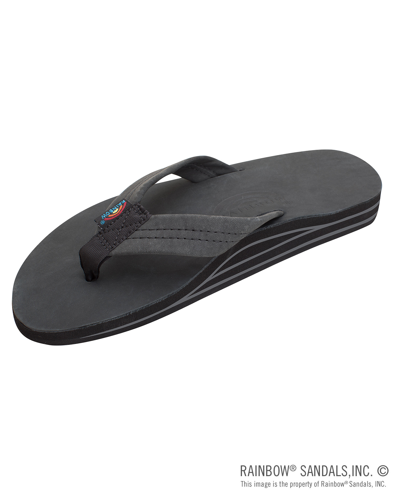 PREMIER LEATHER DUBLE LAYER SANDAL - BLACK